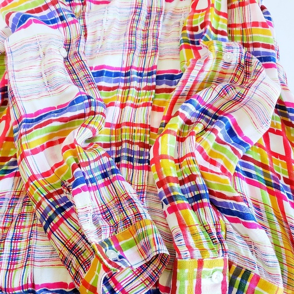 CAbi Plaid Cirque Tunic Button Down Top S - Picture 6 of 7